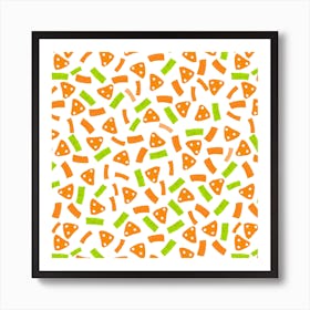 Geometric Marks Navy Orange Green Art Print