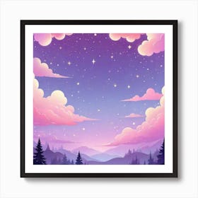 Sky With Twinkling Stars In Pastel Colors Square Composition 11 Art Print