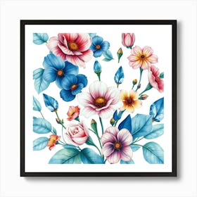 Watercolor Flowers 12 Art Print