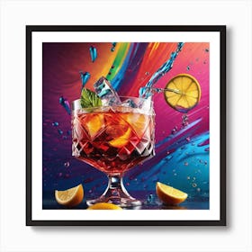 Cocktail With Splashes Art Print