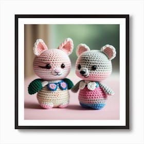 Two Crocheted Stuffed Animals Art Print