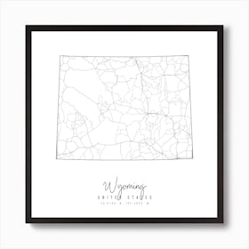 Wyoming Minimal Street Map Square Art Print