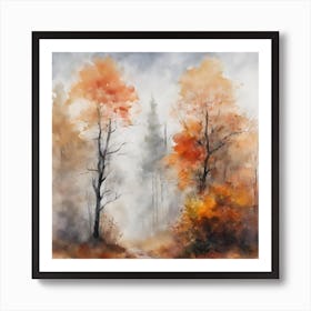 Foggy Autumn Forest Art Print