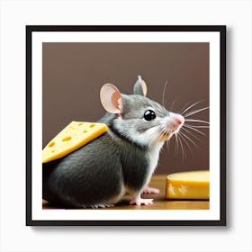 Surrealism Art Print | Mouse Carries Cheese On Its Back Art Print
