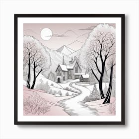 Winter Landscape Minimalistic Style Landscape Art Print