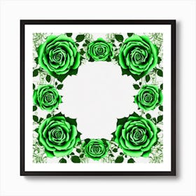 Green Roses Frame 6 Art Print