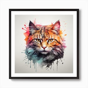 Watercolor Cat Painting Art Print