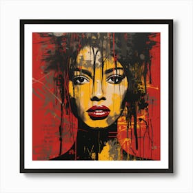 Woman In Red And Yellow Art Print