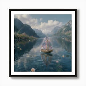 Sailboat In A Lake Art Print