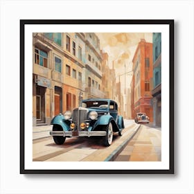 Old Cars On The Street Art Print