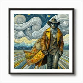 Man In Cowboy Hat Art Print