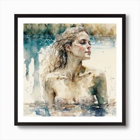 Woman In Water Art Print