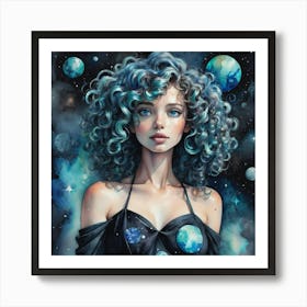 Girl In Space 3 Art Print