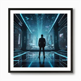 Futuristic Man Standing In Futuristic Space Art Print