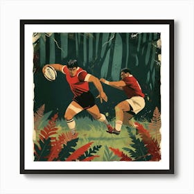 Rugby In The Woods Art Print