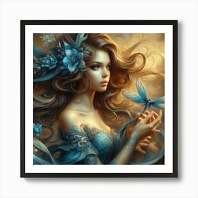 Fairytale Girl With Dragonfly Art Print