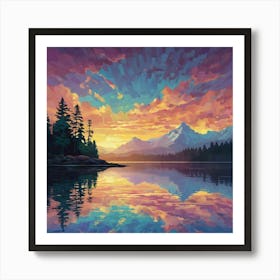 Sunset In The Mountains 1 Art Print