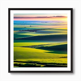 Sunset Over Fields Poster