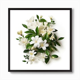 White Jasmine Flowers On White Background Art Print