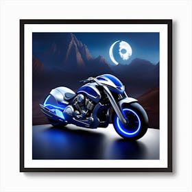 Motorcycle In The Night Sky Art Print