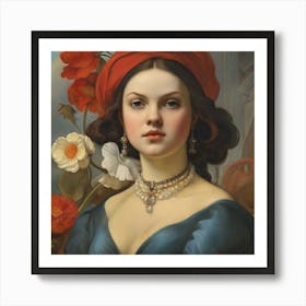 Lady With Flowers Art Print