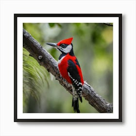 Red Woodpecker 1 Art Print