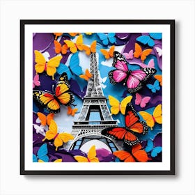 Paris With Butterflies 41 Art Print