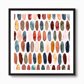 Dashes Watercolor Mineral Square Art Print