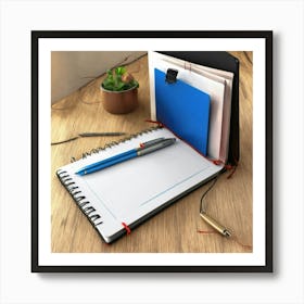 3d Notepad Icon With Pen (3) Art Print