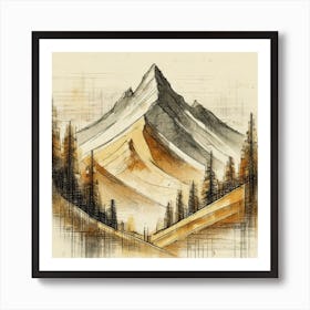 Firefly An Illustration Of A Beautiful Majestic Cinematic Tranquil Mountain Landscape In Neutral Col 2023 11 23t001144 Art Print