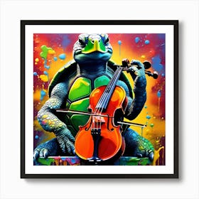 Turtle Playing Violin 1 Art Print