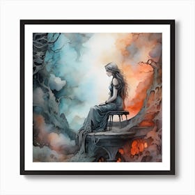 Girl In The Forest Art Print