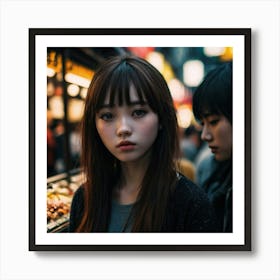 Asian Woman In Market Art Print