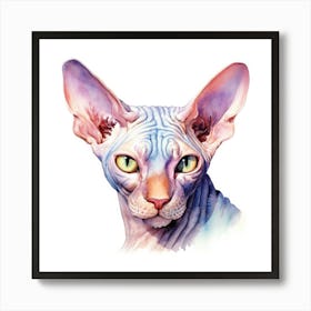 Don Sphynx Odd Eyed Cat Portrait 3 Art Print
