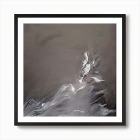 White Light   - A mesmerizing and ethereal artwork that captures the magic and mystery of a moonlit night. The piece features a predominantly white colour palette, with subtle variations in tones and textures that create a sense of depth and luminosity. Art Print