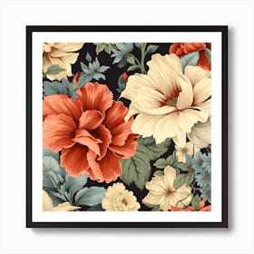 Floral Seamless Pattern 1 Art Print