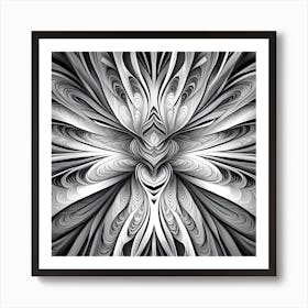 Abstract Black And White Flower Art Print