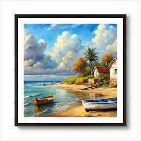 Boats On The Beach Art Print