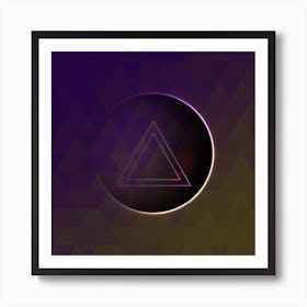 Geometric Neon Glyph on Jewel Tone Triangle Pattern 335 Art Print