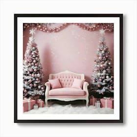 Pink Christmas Tree Art Print