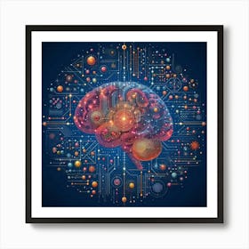 Brain With Circuit Board Art Print