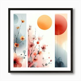 Asian Floral Painting Art Print