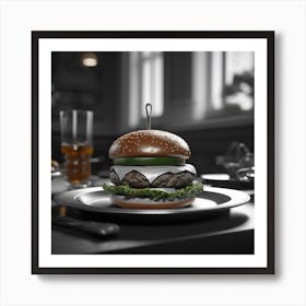 Burger On A Plate 25 Art Print