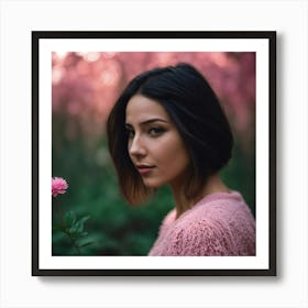 Pink Flower In The Forest Art Print