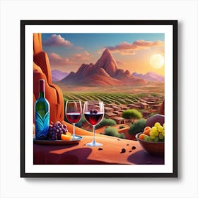 Wine And Grapes Art Print