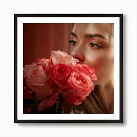 Firefly Brown, Eyes, Red, Lips, Rosé, Background, Glass, Lens, Full, Profile, Elegant, Beauty, Femin (5) Art Print