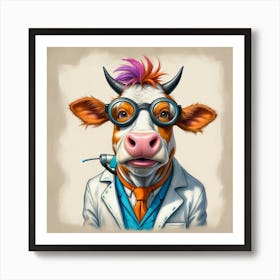 Cow In A Lab Coat 1 Art Print