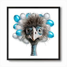 Ostrich With Balloons Art Print