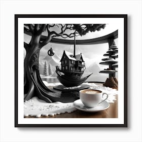 Tree House In A Coffee Shop Art Print