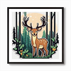 Deer In The Forest 113 Art Print